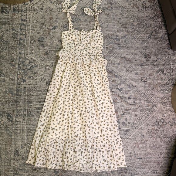 Neuflora Summerville Dress Tie Strap Smocked Floral Midi Cotton | Size M - Picture 1 of 15